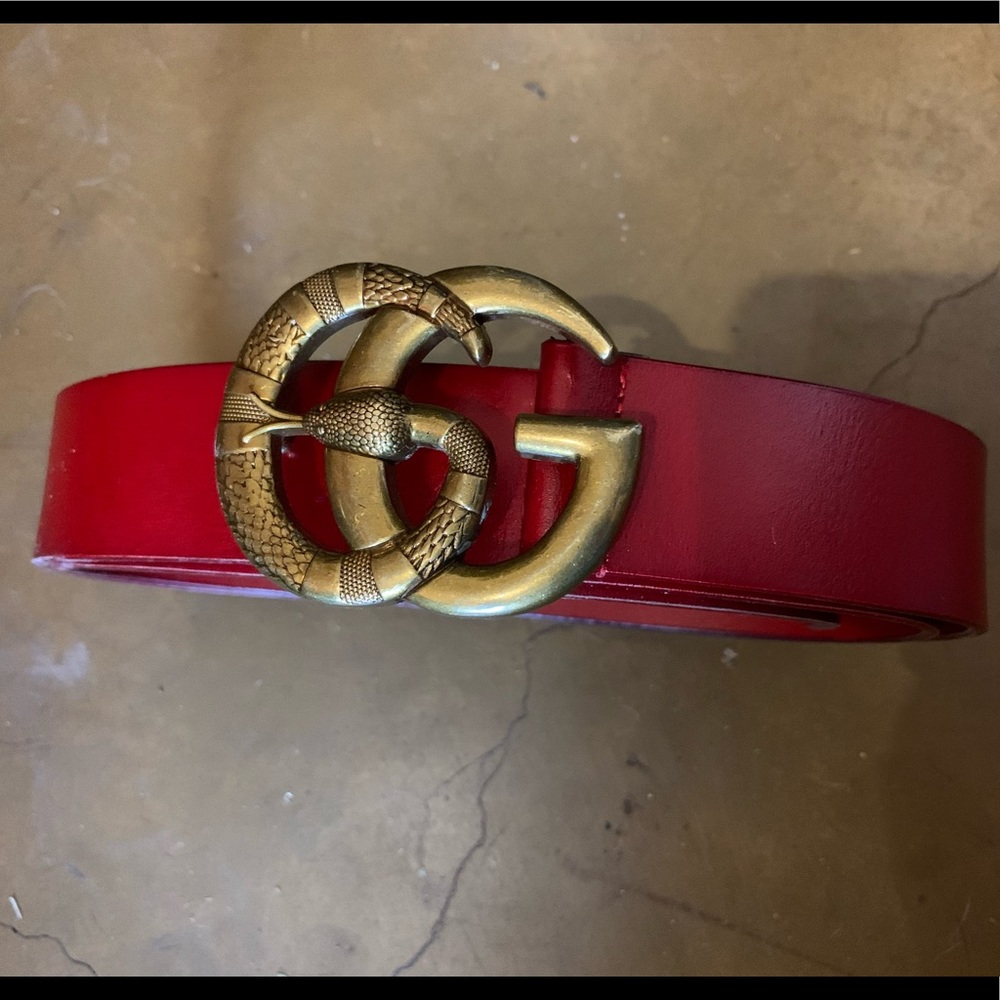 Rare Gucci snake buckle red belt
